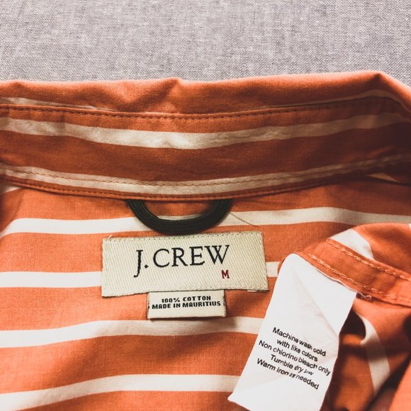 VTG J.Crew Orange White Stripe Long Sleeve Shirt M - Picture 5 of 5
